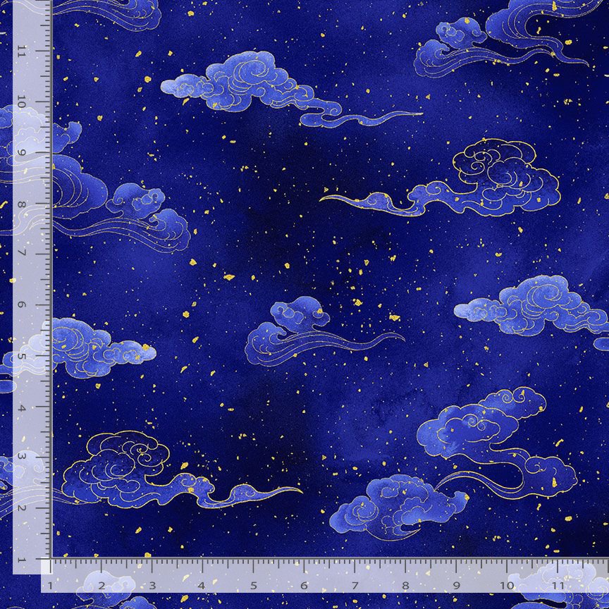 Timeless Treasures Wave Cloud Metallic Blue (TT Moonlight 7)