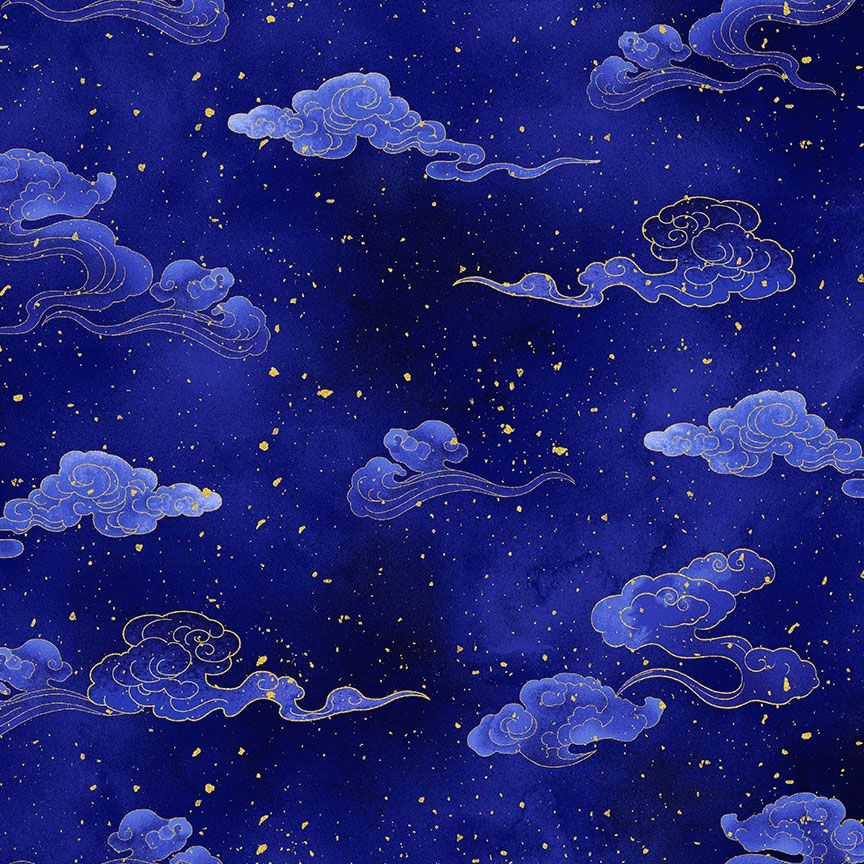 Timeless Treasures Wave Cloud Metallic Blue (TT Moonlight 7)