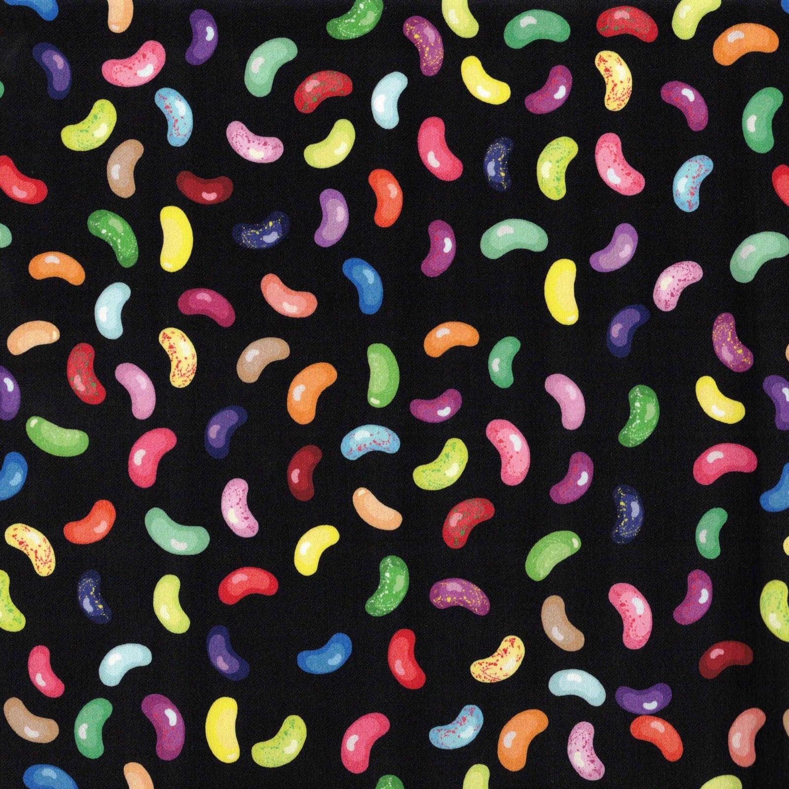 Quirky Cottons Multi-Coloured Candy Children's Sweets Treats Black Remnant (51cm x 156cm QC Jelly Beans)