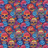 Quirky Cottons Halloween Floral Flowers Skull Bones Skeleton Multi-Coloured (QC Day Of The Dead- 1 METRE PIECE)