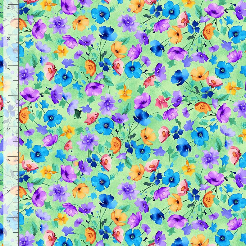 Timeless Treasures MEADOW-CD3954 Green 100% Cotton Fabric – Nasturtium Floral Field Quilting & Craft Material (TT Meadow Bloom 4)