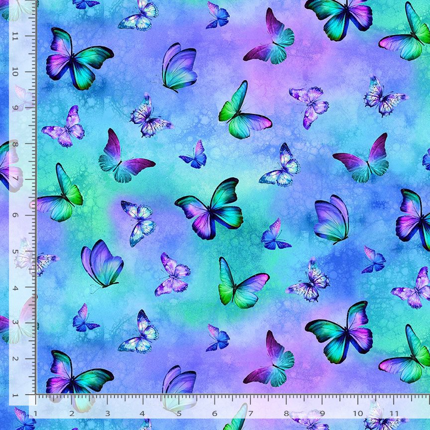 Timeless Treasures MEADOW-CD3955 MULTI Dreamy Butterflies 100% Cotton Fabric Remnant (36cm x 112cm TT Meadow Bloom 5)