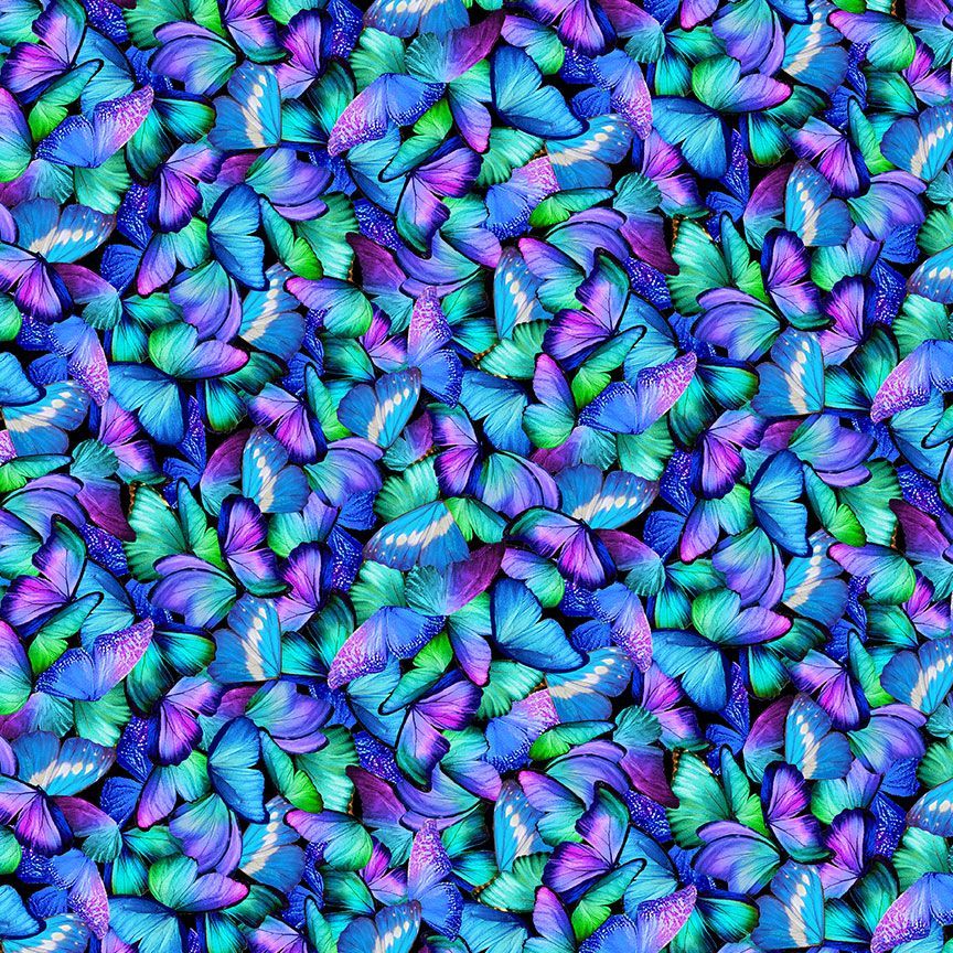 Timeless Treasures MEADOW-CD3956 Black 100% Cotton Fabric – Packed Butterfly Quilting & Craft Material (TT Meadow Bloom 6)