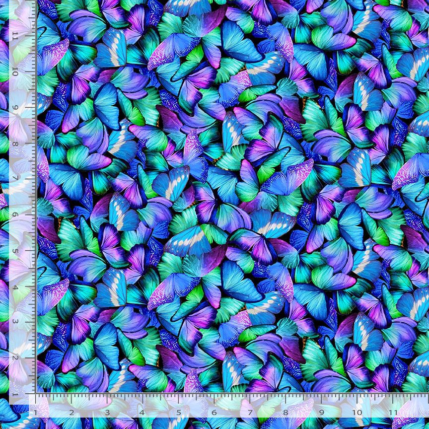 Timeless Treasures MEADOW-CD3956 Black 100% Cotton Fabric – Packed Butterfly Quilting & Craft Material (TT Meadow Bloom 6)