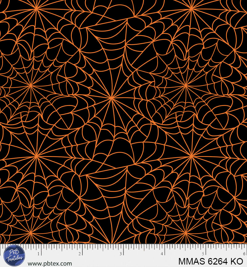 P & B Textiles MMAS 6264 KO Midnight Masquerade Black & Orange Spiderweb Halloween Quilting 100% Cotton Fabric for Sewing & Crafts (PB Midnight Masquerade 4)