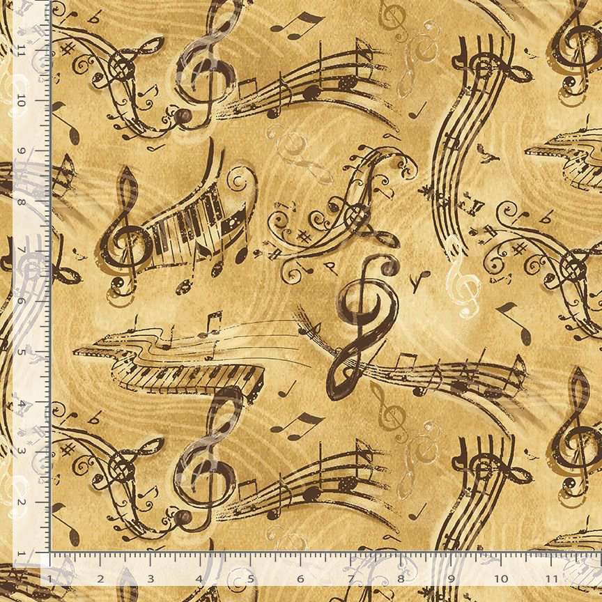 Timeless Treasures Vintage Music Notes Tan (TT Sonata 2)