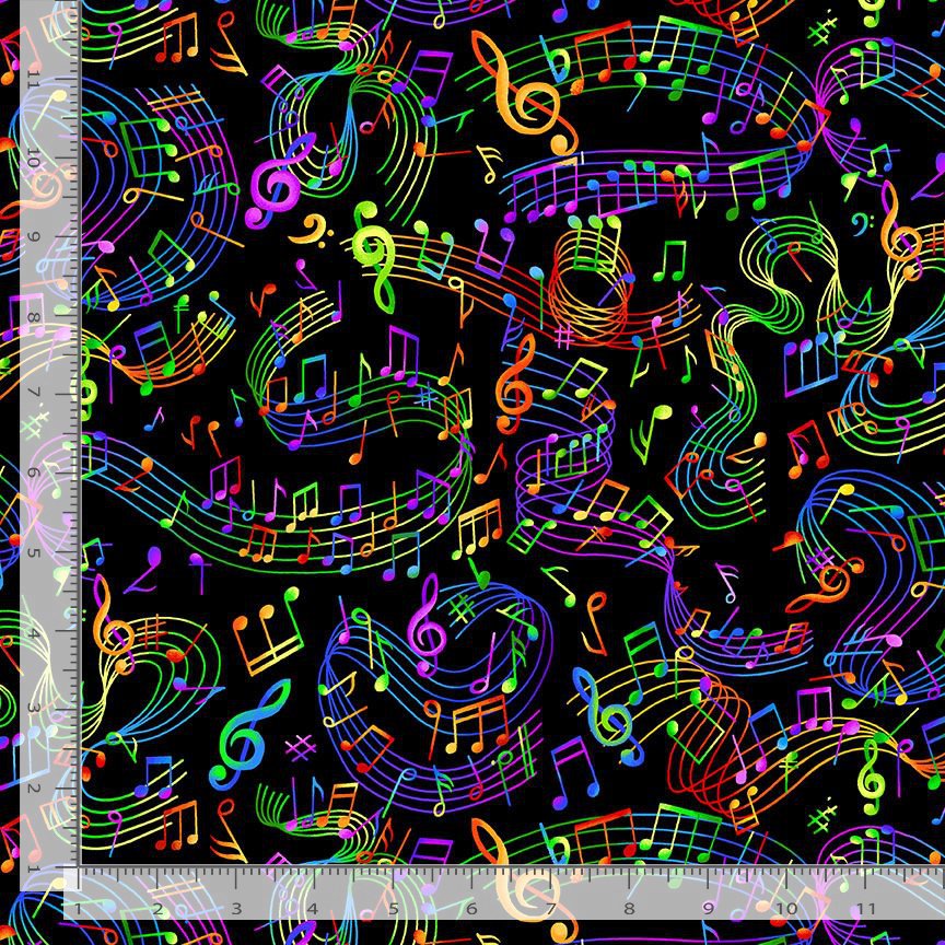 Timeless Treasures MUSIC CD3675 MULTI – Colourful Music Notes Cotton Fabric – Musical Quilting 100% Cotton Fabric (TT Painted Guitar 4)