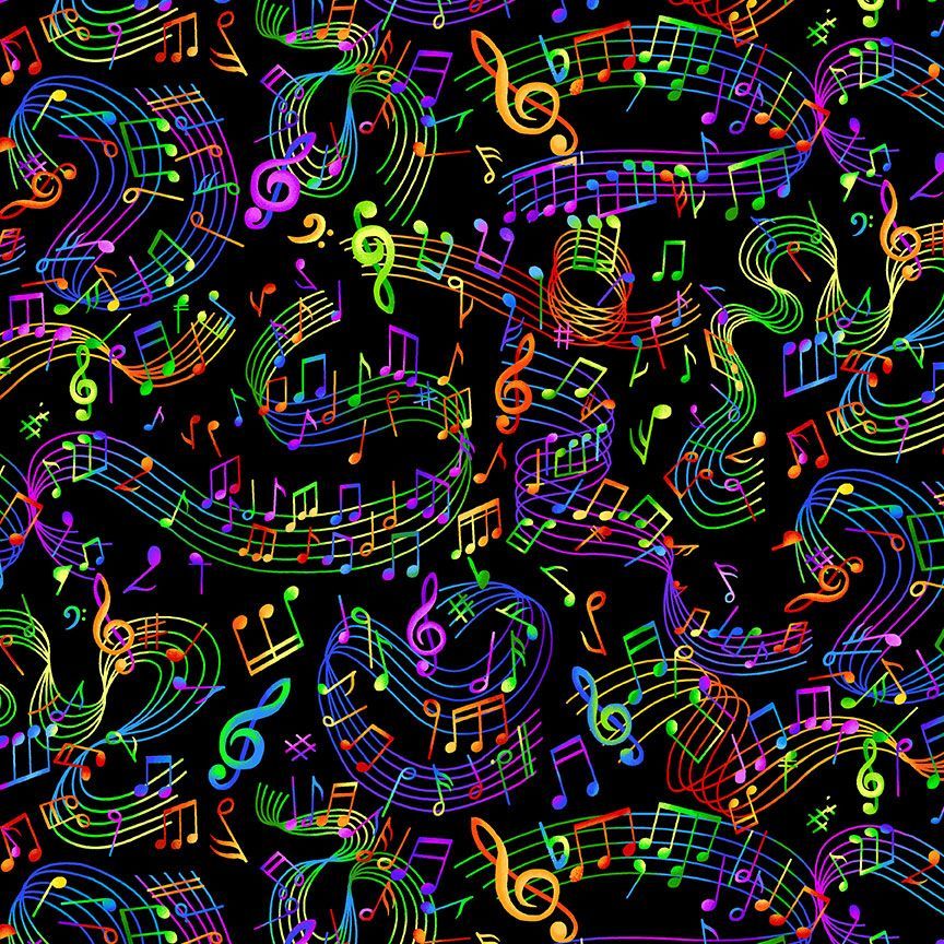 Timeless Treasures MUSIC CD3675 MULTI – Colourful Music Notes Cotton Fabric – Musical Quilting 100% Cotton Fabric (TT Painted Guitar 4)