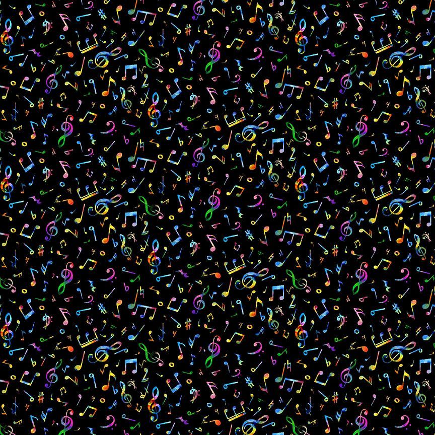 Timeless Treasures MUSIC-CD3676 Black 100% Cotton Remnant (43cm x 112cm TT Painted Guitar 3)