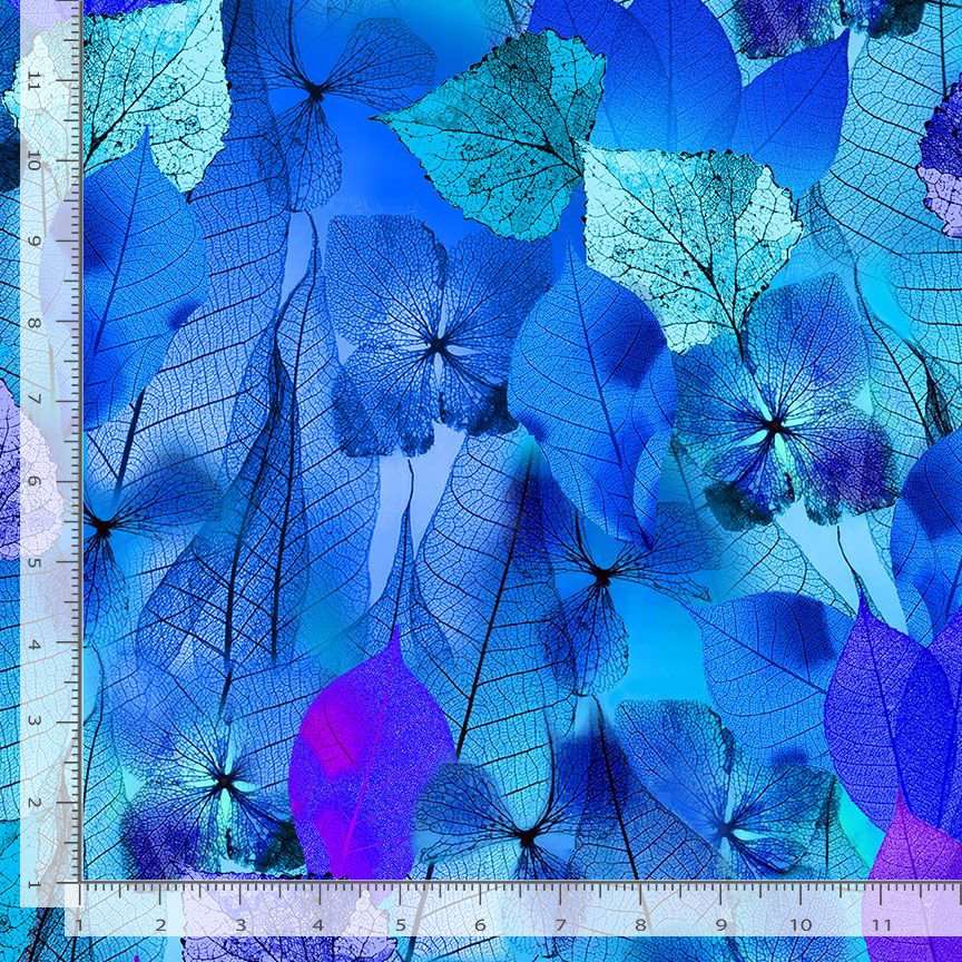 Timeless Treasures Packed Lacy Leaf Nature Blue (TT Fanciful Fronds 1)