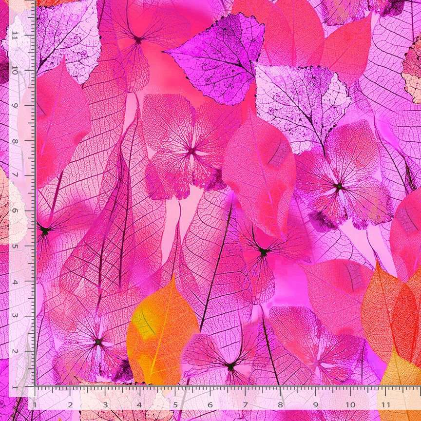 Timeless Treasures Packed Lacy Leaf Nature Pink (TT Fanciful Fronds 2)