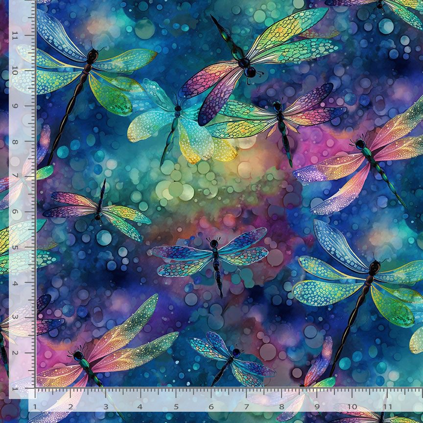 Timeless Treasures 100% Cotton Fantasy Dragonfly Dream Animal Insects Spots Multi-Coloured (TT Dragonfly Illusion 2)