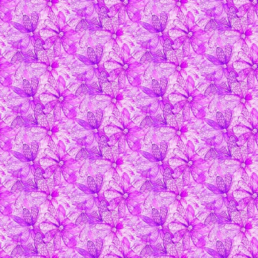 Timeless Treasures Floral Texture Nature Flowers Pattern Purple (TT Dragonfly Illusion 5)