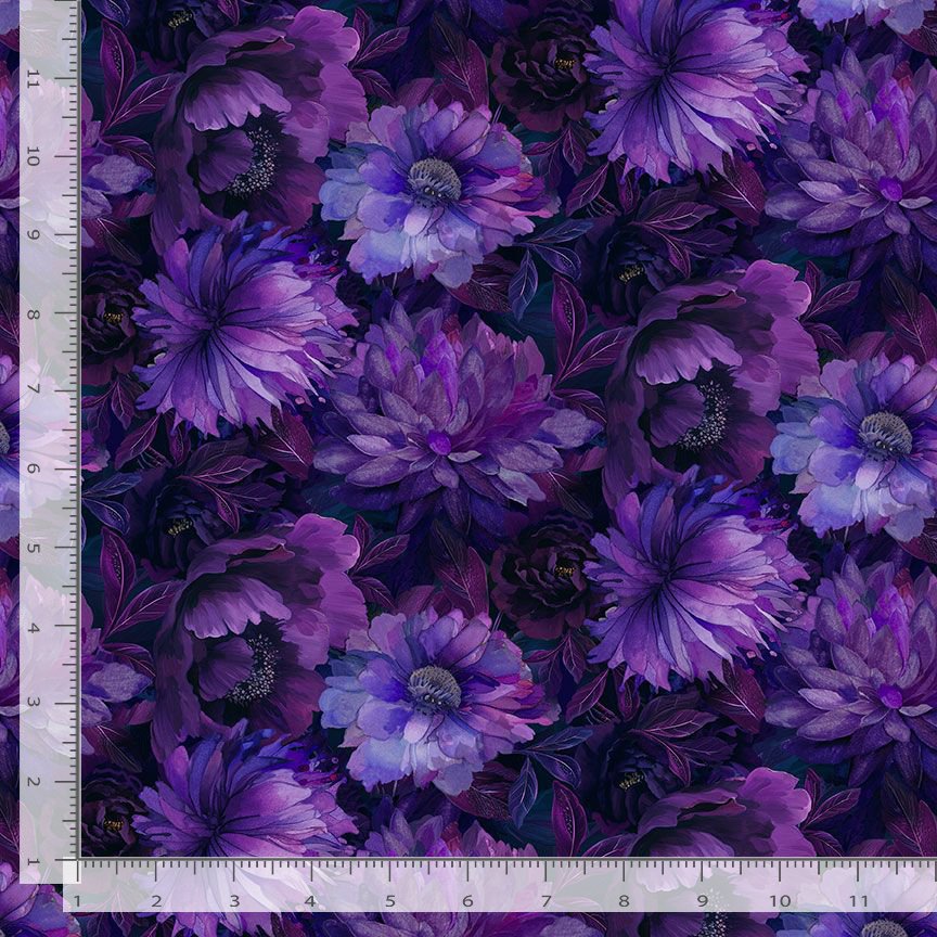 Timeless Treasures Large Floral Purple Remnant (64cm x 112cm TT Dragonfly Mist 2)