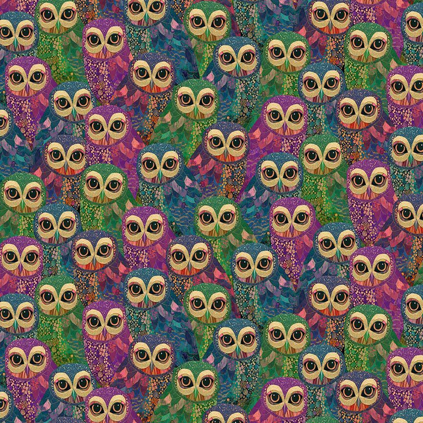 Timeless Treasures NATURE CD4221 OWL – Packed Cloisonné Owl 100% Cotton Fabric | Quilting, Dressmaking & Craft Fabric (TT Wit & Wisdom 2)