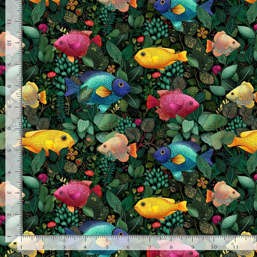 Timeless Treasures NATURE CD4559 TROPICAL Ocean Tropical Fish Green 100% Cotton Fabric | Quilting, Dressmaking & Craft Fabric (TT Paradise Found 2)