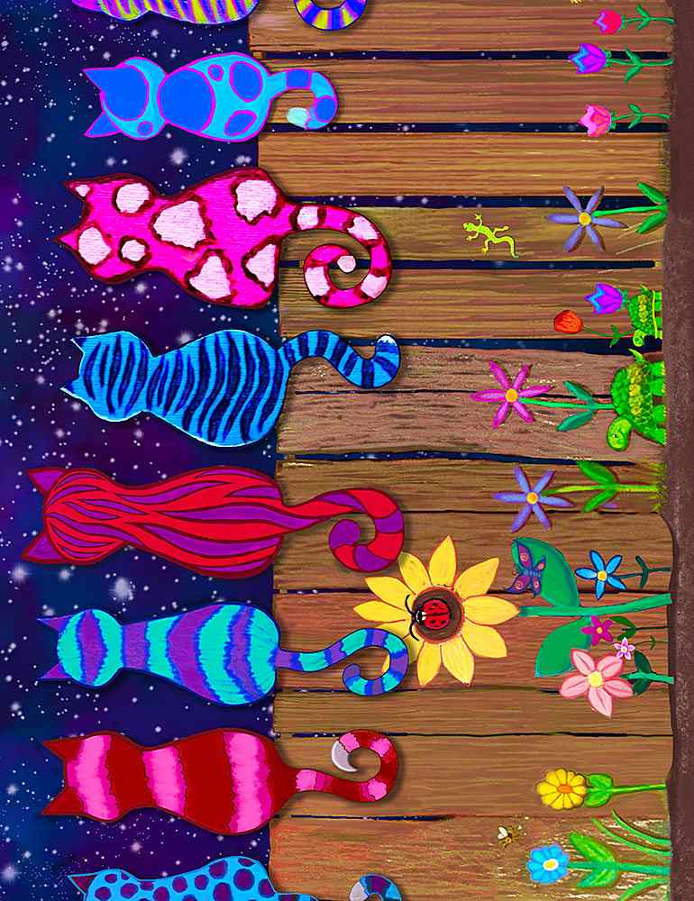 Timeless Treasures 100% Cotton Fabric Bright Animal Pet Flowers Stargazing 11