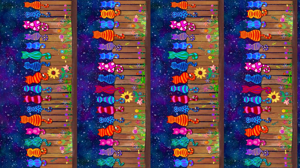 Timeless Treasures 100% Cotton Fabric Bright Animal Pet Flowers Stargazing 11