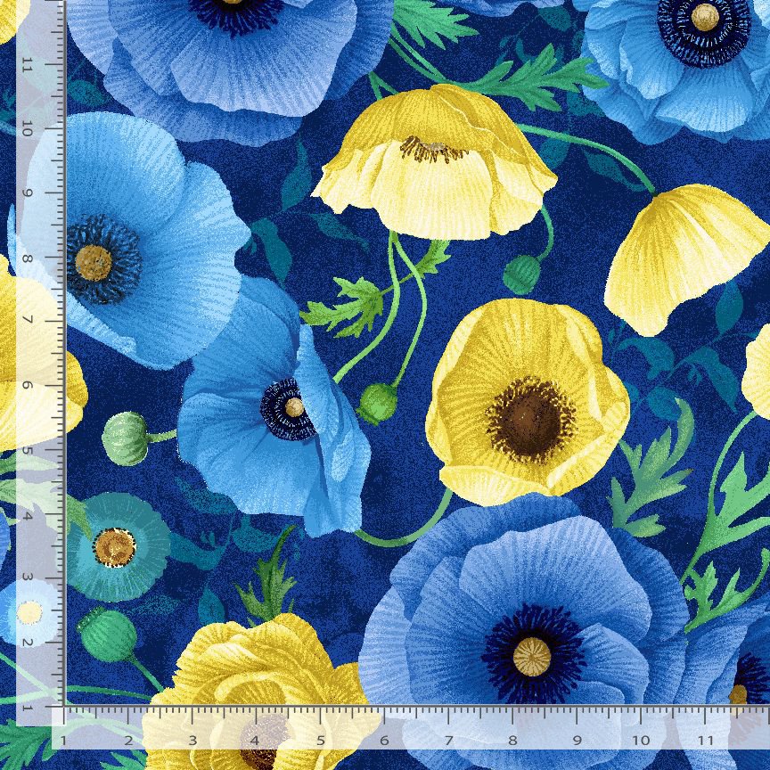 Timeless Treasures POPPY CD4161 NAVY Large Poppy Focal Floral Blue 100% Cotton Fabric | Quilting, Dressmaking & Craft Fabric (TT Poppy Serenade 1)