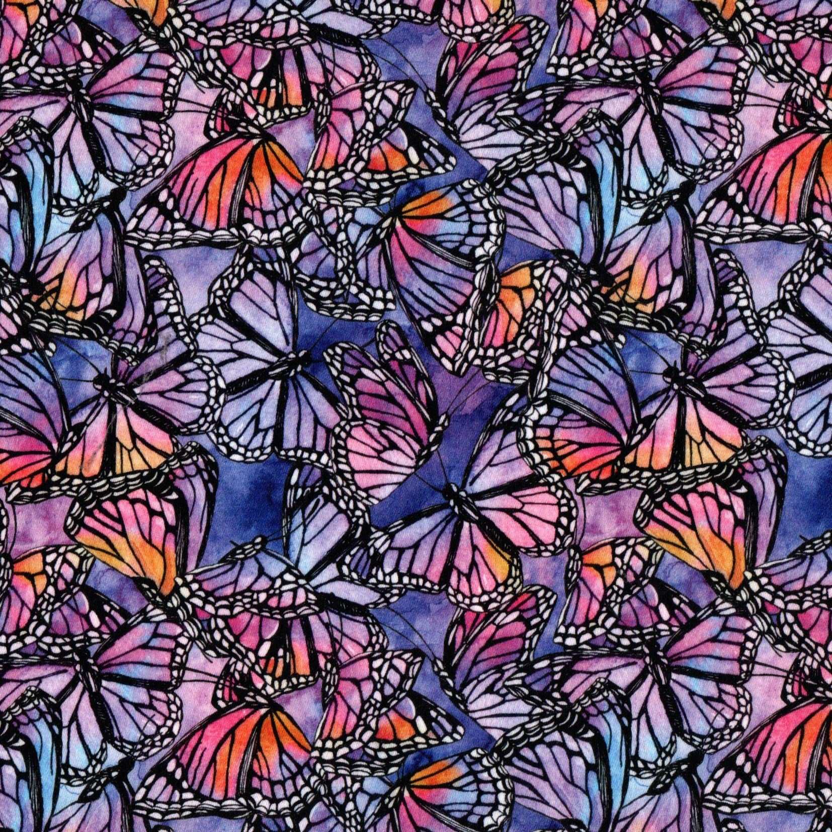 Quirky Cottons Packed Beautiful Butterflies Purple (QC Astonishing Butterflies- 1 METRE PIECE)