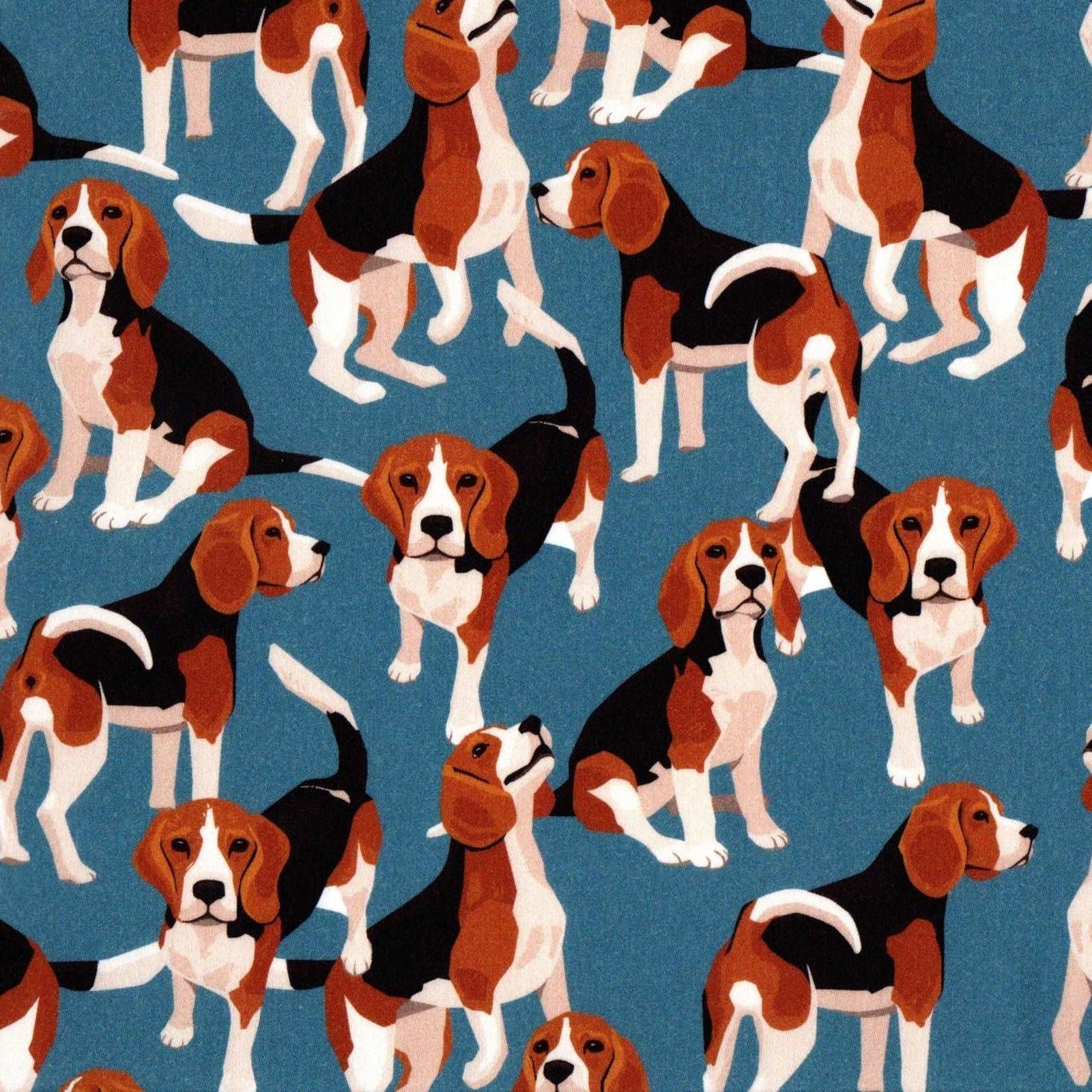 Quirky Cottons Dog Breed Beagle Hound Hunting Dog Blue Remnant (51cm x 156cm QC Beagles)