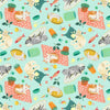 Timeless Treasures ROSIE CD4149 GREEN – Cat Novelty Fabric – 100% Cotton Quilting Fabric (FAT QUARTER - TT Feline Fanatic 5)
