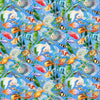 Timeless Treasures ROSIE CD4151 BLUE Aquarium Fish 100% Cotton Fabric Remnant  (34cm x 112cm TT Feline Fanatic 3)
