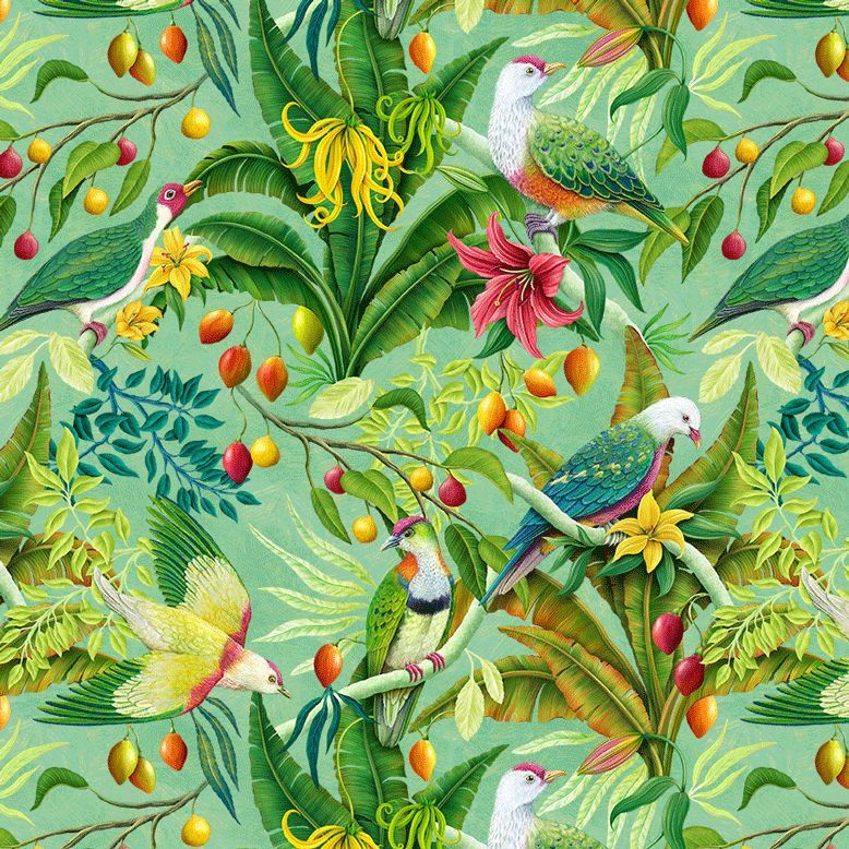 Timeless Treasures ROSIE-CD4172 Green Fruit Dove 100% Cotton Fabric Tropical Island – Quilting & Craft Fabric (TT Paradise Island 1)