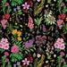 Timeless Treasures ROSIE-CD4173 Black 100% Cotton Remnant (41cm x 112cm TT Paradise Island 2)
