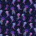 Timeless Treasures Bioluminescent Jellyfish Midnight Remnant (34cm x 112cm TT Electric Ocean 1)