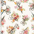 Timeless Treasures Floral Packed Sewing Tools Hobby Scissors White Remnant (36cm x 112cm TT Happy Place 3)