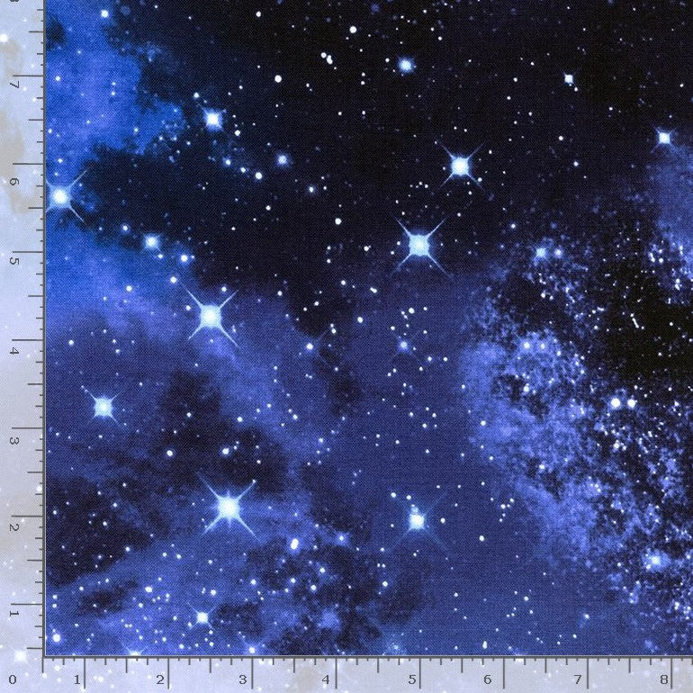 Timeless Treasures Blue Space Stars Galaxy Blue Remnant (35cm x 112cm TT Space Galaxy)