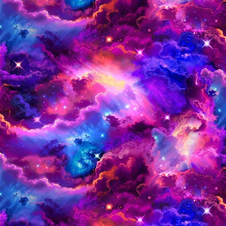 Timeless Treasures Galaxy Starburst Space Blue Purple Pink (TT Spaced Out 2)