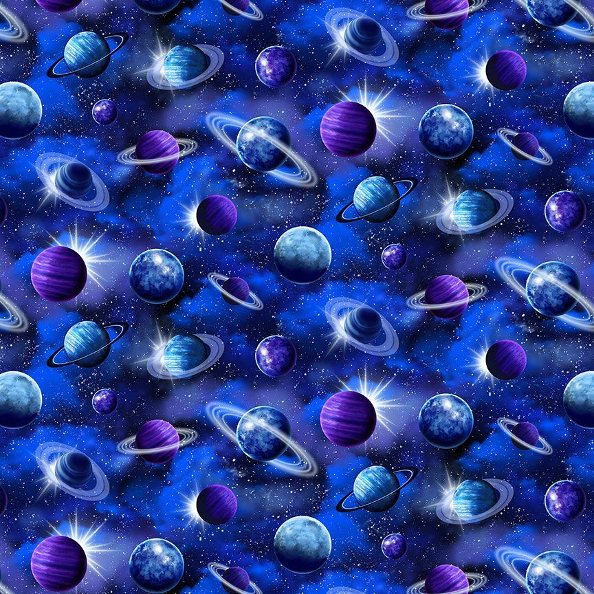 Timeless Treasures Funky Planets Purple Blue (TT Spaced Out 5)