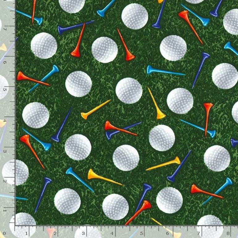 Timeless Treasures Golf Balls & Tees Grass Hobbies Sport Green (TT Golf)