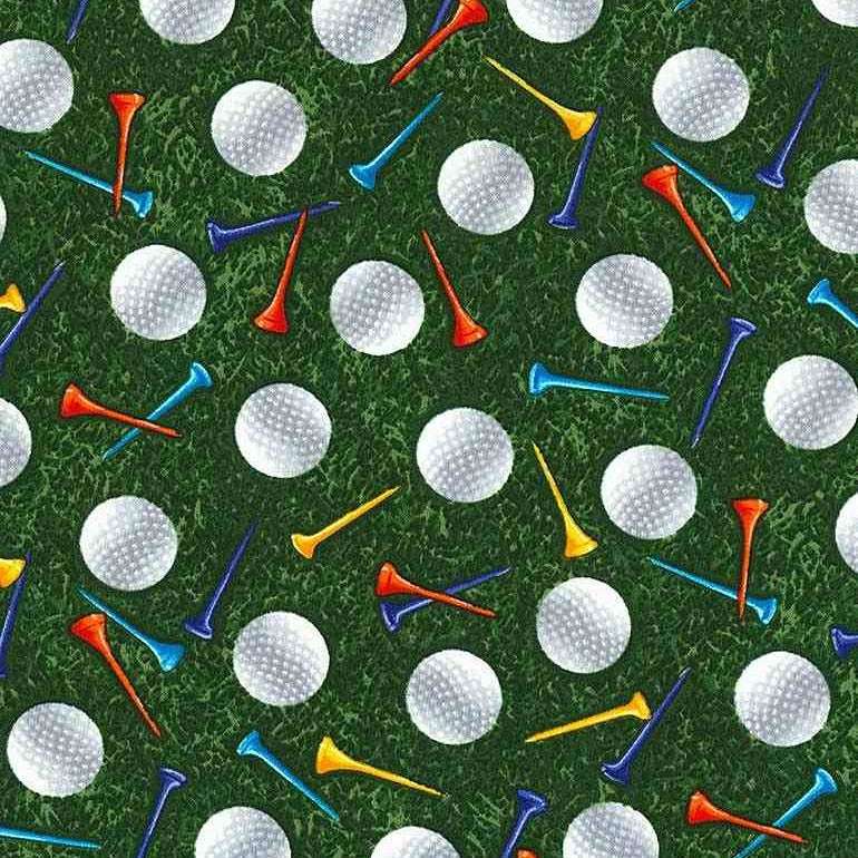 Timeless Treasures Golf Balls & Tees Grass Hobbies Sport Green (TT Golf)