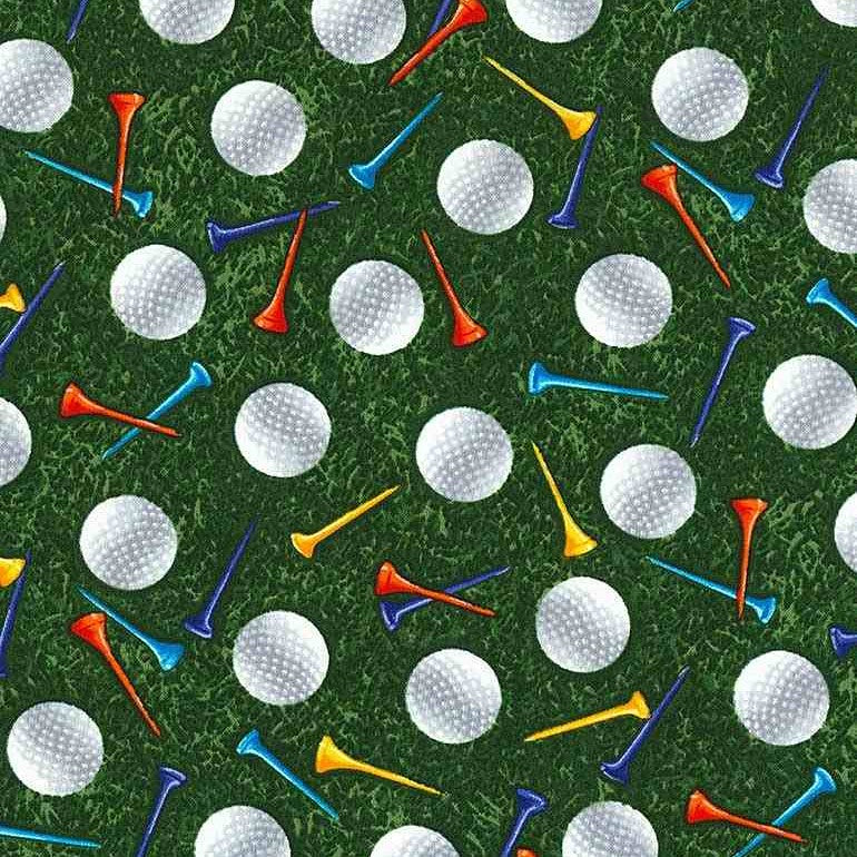Timeless Treasures Golf Balls & Tees Grass Hobbies Sport Green (TT Golf)