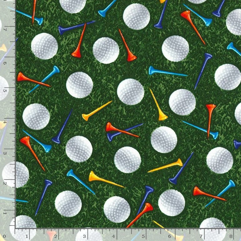 Timeless Treasures Golf Balls & Tees Grass Hobbies Sport Green (TT Golf)
