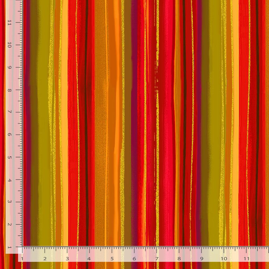 Timeless Treasures 100% Cotton Fabric Harvest Metallic Stripes Pattern Multi-Coloured Remnant (40cm x 112cm TT Fall Is In The Air 5)