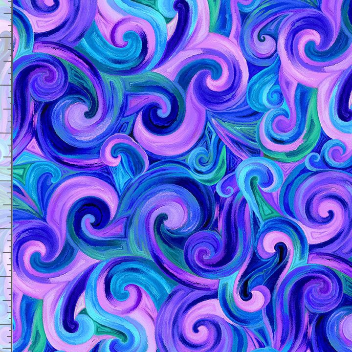 Timeless Treasures Funky Purple Blue Green Swirl Marble Pattern (TT Bellagio 5)