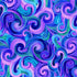 Timeless Treasures Funky Swirl Pattern Blue Purple Green Remnant (59cm x 112cm TT Bellagio 5)