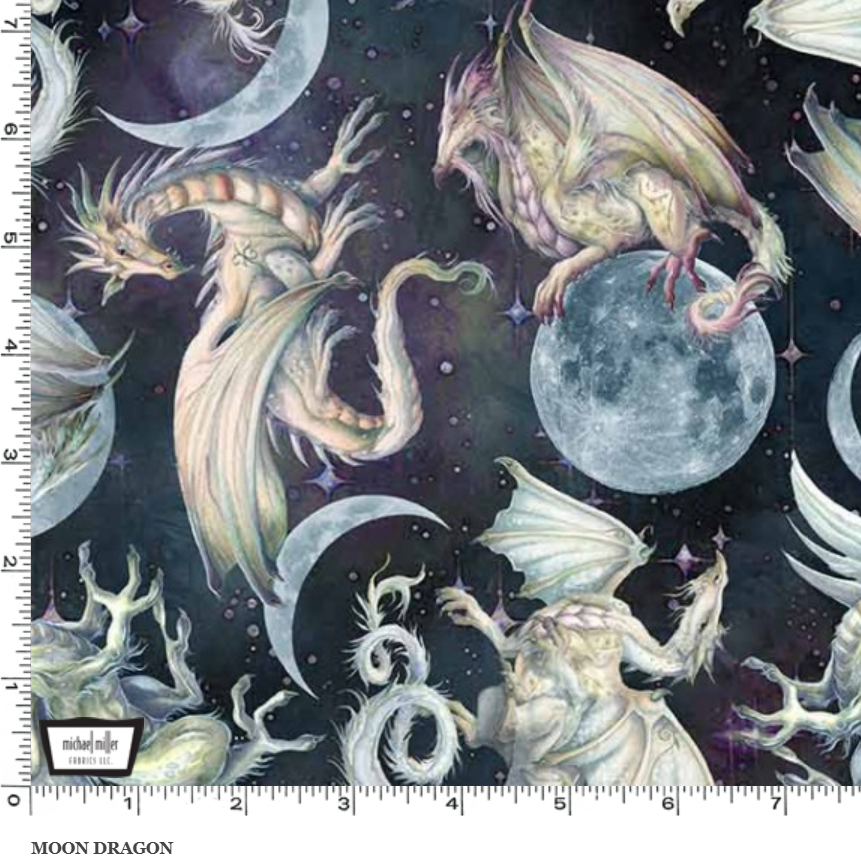 Michael Miller DDC12582 CELS D Mystic Moon Dragon Celestial Gothic Ethereal 100% Cotton Remnant (23cm x 110cm MM Mystic Dragon 1)