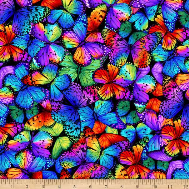 Timeless Treasures Packed Multi Bright Butterflies Multi-Coloured (TT Butterfly Magic 2)
