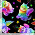 Timeless Treasures Rainbow Unicorn Cats Animal Stars Black (TT Rainbow Unicorn Cats)