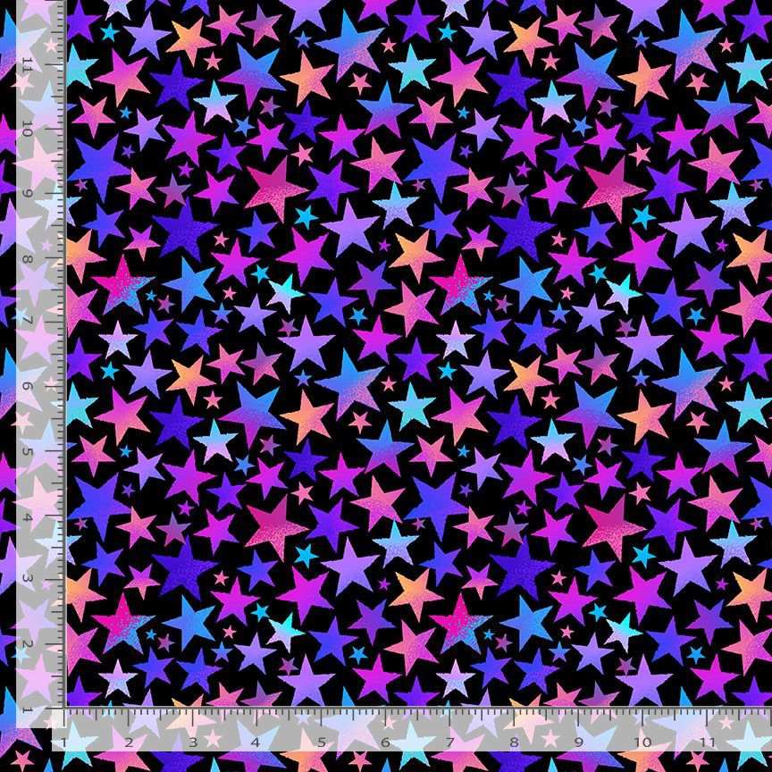 Timeless Treasures Tumble & Twirl Large Small Bright Stars Multi-Coloured (TT Tumble & Twirl 1)