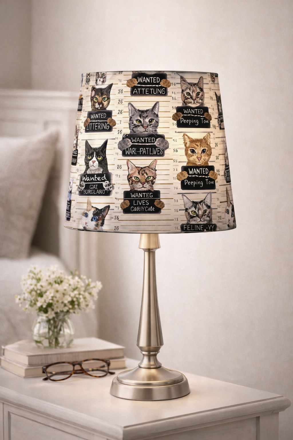 Timeless Treasures Cat Feline Mugshots Criminal Quirky Comedy Beige (TT Quirky Cats 1)