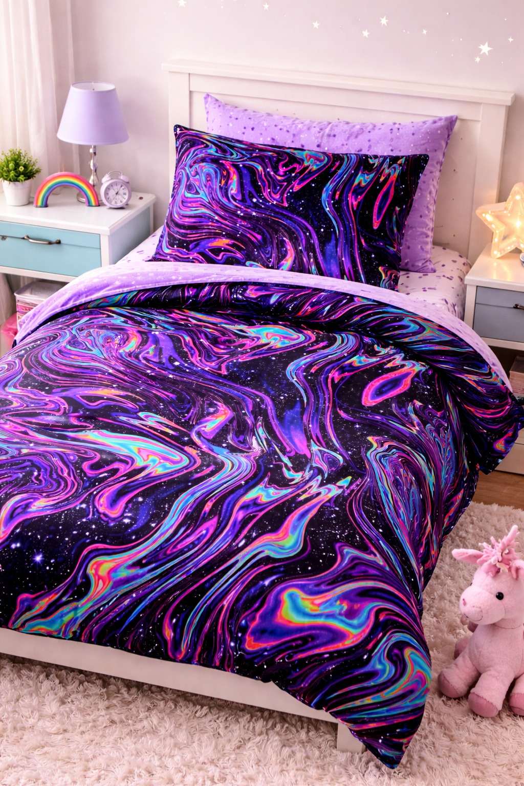 Timeless Treasures Funky Galaxy Swirl Marble Pattern Black (TT Spaced Out 1)