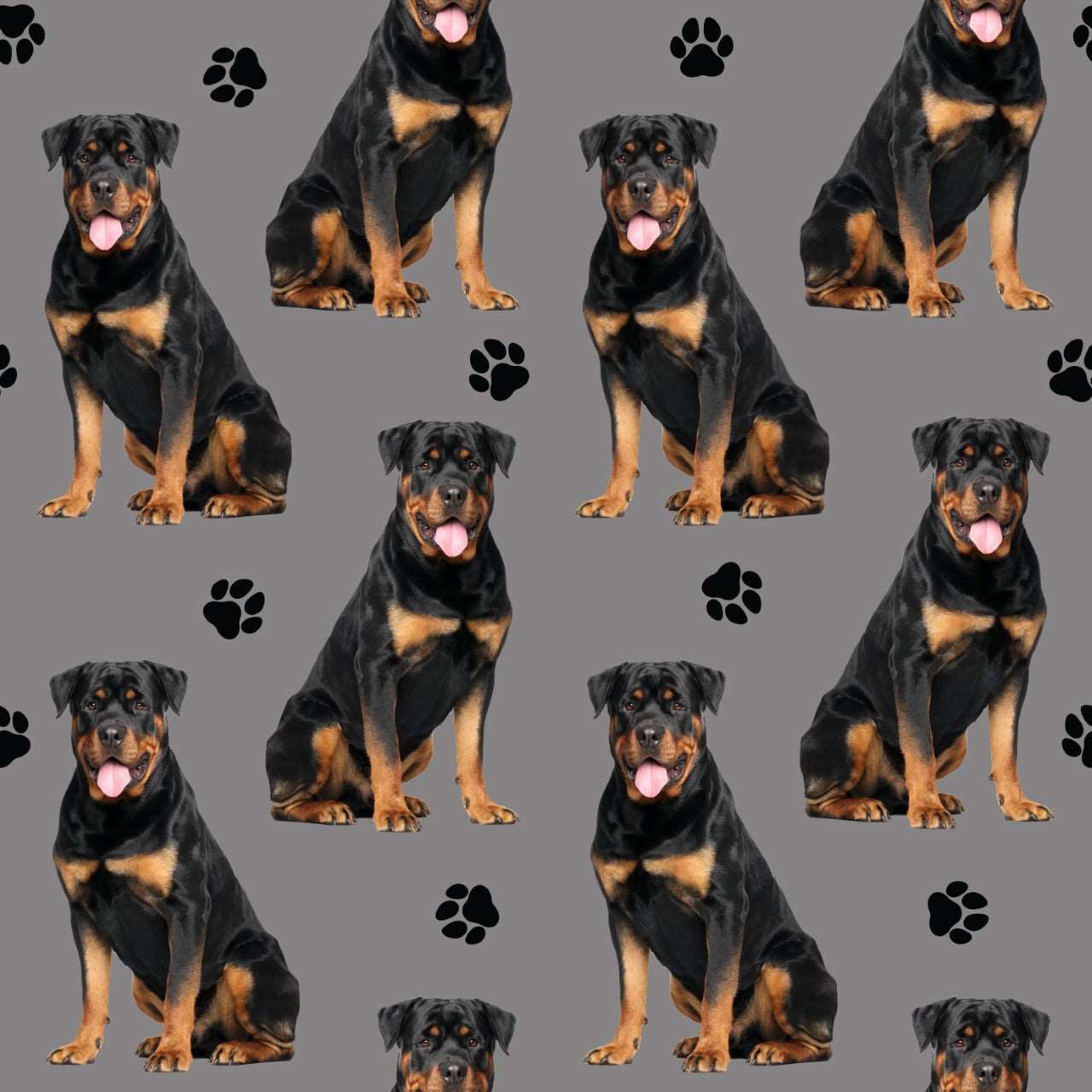 Quirky Cottons Rottweiler Breed Rottie Large Powerful Dog Pet Grey Remnant (44cm x 156cm QC Rottweiler)