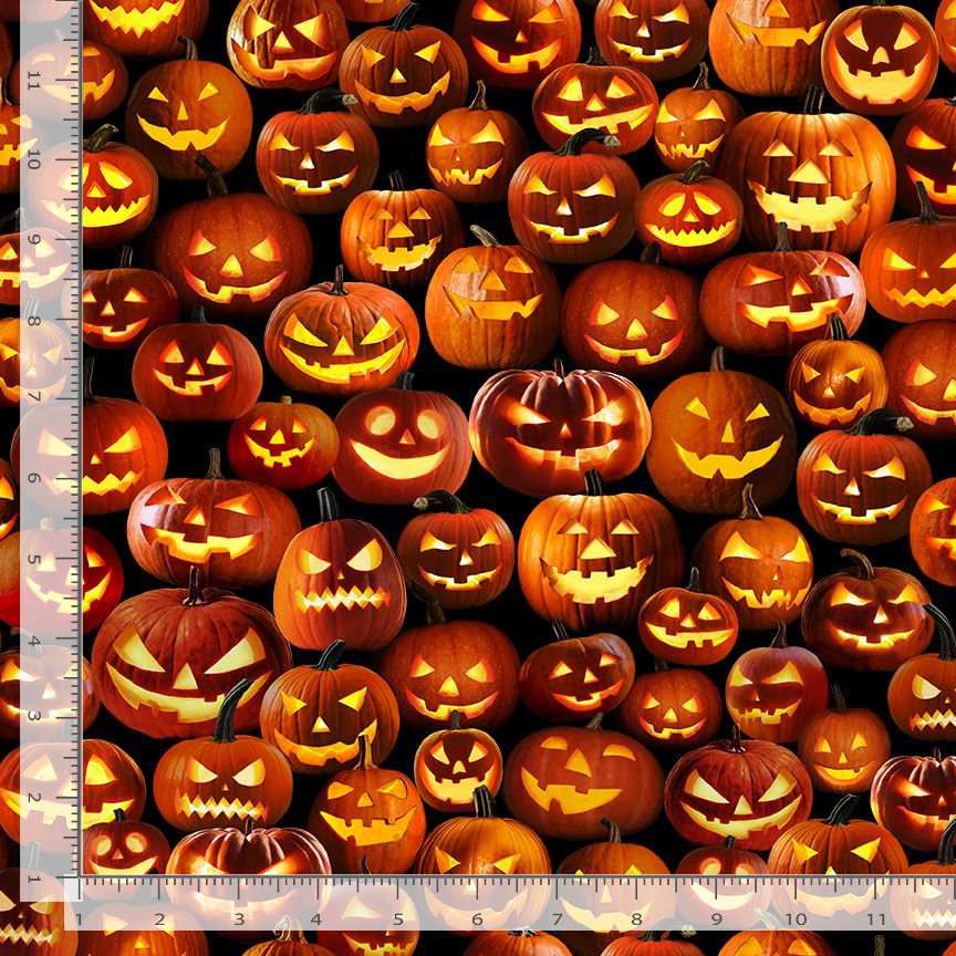 Timeless Treasures 100% Cotton Fabric Halloween Packed Pumpkins Orange (TT All Hollow's Eve 2)