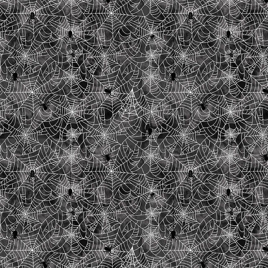 Timeless Treasures Halloween Spider On Web Spooky Cobwebs Arachnid Webs Black (TT Pick Your Poison 7)